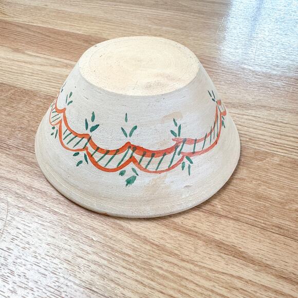 Vintage Terracotta Bowl Hand Painted Unglazed - Picture 2 of 4
